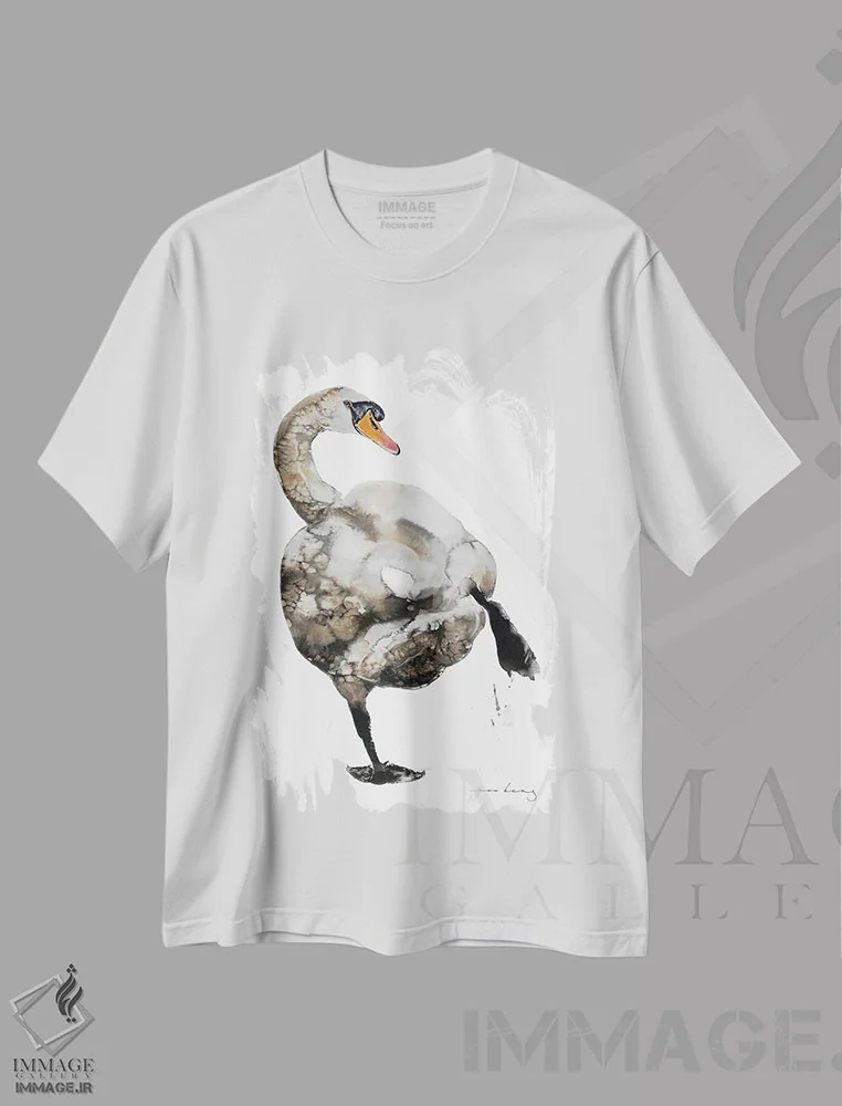 تیشرت سفید طرح دار هیپ هاپ قو، دکور معاصر اثر سو بنگ لیم | فروشگاه ایماژ