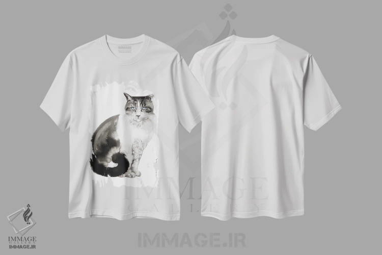 تیشرت سفید طرح دار جذابیت گربه سان، تزئینی اثر سو بنگ لیم | فروشگاه ایماژ
