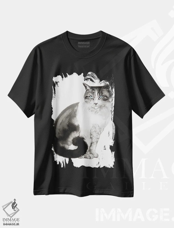 تیشرت مشکی طرح دار جذابیت گربه سان، تزئینی اثر سو بنگ لیم | immage.ir