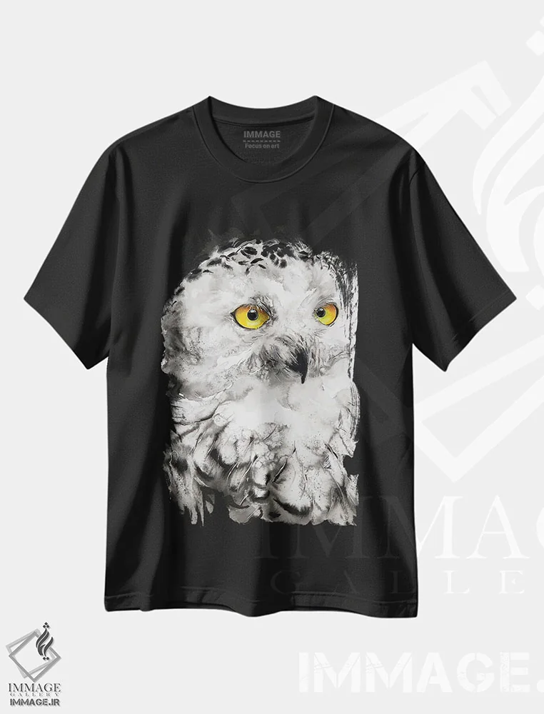 تیشرت مشکی طرح دار جغد لومینوس، تزئینی اثر سو بنگ لیم | فروشگاه ایماژ