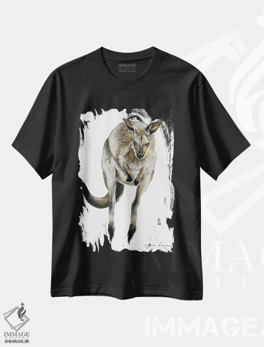 تیشرت مشکی طرح دار کانگورو استرالیایی، تزئینی اثر سو بنگ لیم | فروشگاه ایماژ