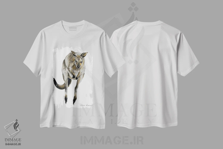 تیشرت سفید طرح دار کانگورو استرالیایی، تزئینی اثر سو بنگ لیم | immage.ir