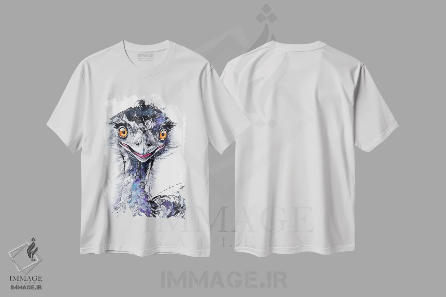 تیشرت سفید طرح دار لبخند امو، تزئینی اثر سو بنگ لیم | فروشگاه ایماژ