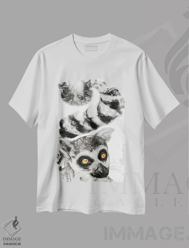 تیشرت سفید طرح دار شخصیت لمور، تزئینی اثر سو بنگ لیم | فروشگاه ایماژ