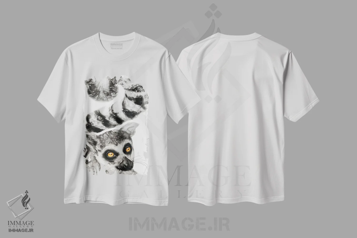 تیشرت سفید طرح دار شخصیت لمور، تزئینی اثر سو بنگ لیم | فروشگاه ایماژ