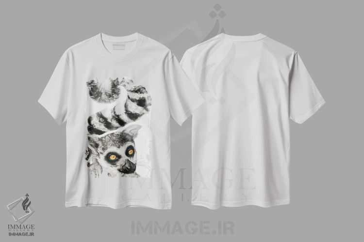 تیشرت سفید طرح دار شخصیت لمور، تزئینی اثر سو بنگ لیم | فروشگاه ایماژ