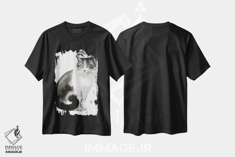 تیشرت مشکی طرح دار افسون گربه، تزئینی اثر سو بنگ لیم | فروشگاه ایماژ
