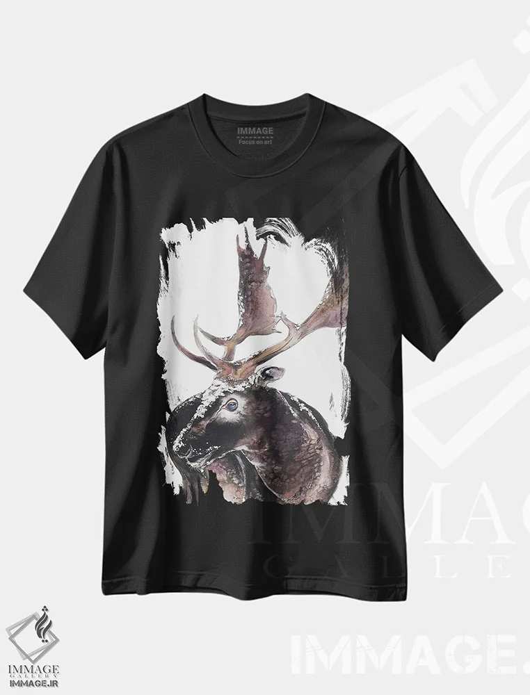 تیشرت مشکی طرح دار شاخ حیوان، مدیوم اثر سو بنگ لیم | immage.ir
