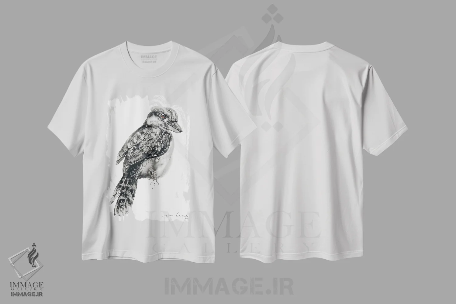 تیشرت سفید طرح دار کاکابورا ۲، مدیوم اثر سو بنگ لیم | فروشگاه ایماژ
