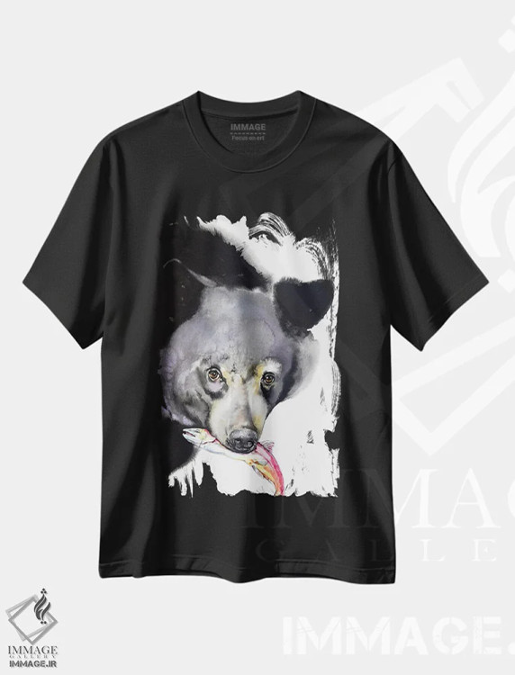 تیشرت مشکی طرح دار ماهیگیر باشکوه، دکور کلبه و لژ اثر سو بنگ لیم | فروشگاه ایماژ