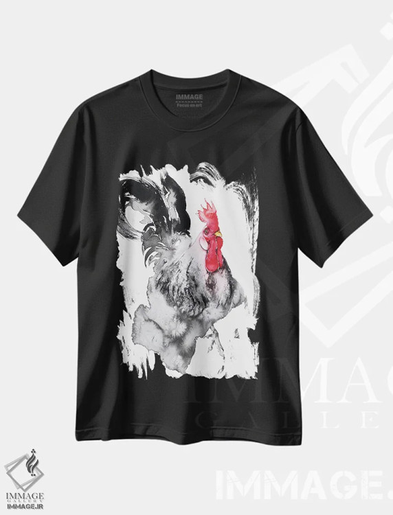 تیشرت مشکی طرح دار ظرافت خروس، دکور معاصر اثر سو بنگ لیم | immage.ir