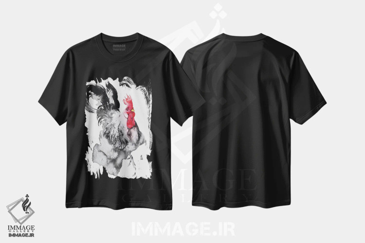 تیشرت مشکی طرح دار ظرافت خروس، دکور معاصر اثر سو بنگ لیم | immage.ir