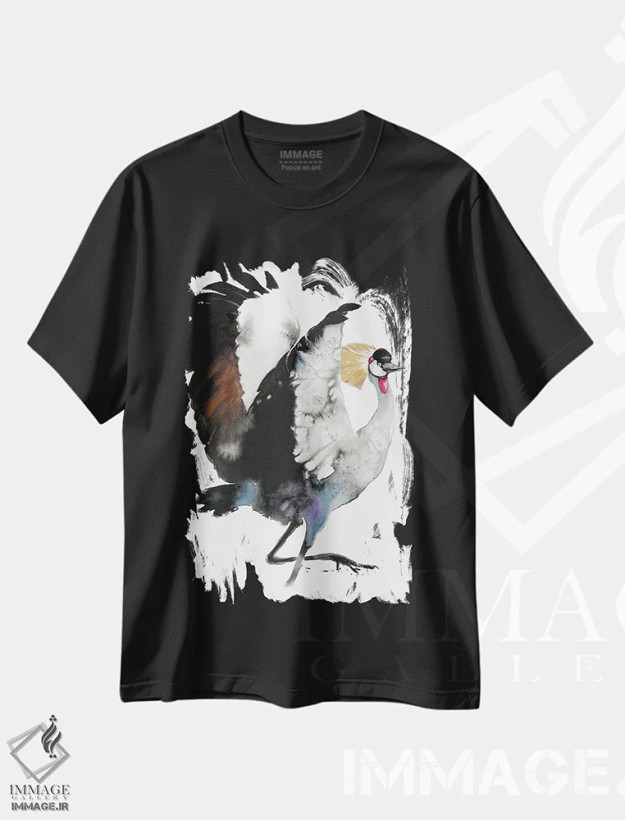تیشرت مشکی طرح دار رقص باشکوه، هنر فاخر معاصر اثر سو بنگ لیم | فروشگاه ایماژ