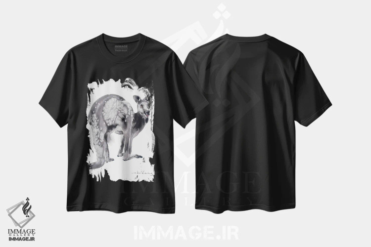 تیشرت مشکی طرح دار کانگورو آرام، هنر فاخر معاصر اثر سو بنگ لیم | immage.ir