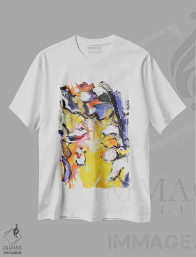 تیشرت سفید طرح دار منظره انتزاعی بندر ۴ اثر سو بنگ لیم | فروشگاه ایماژ