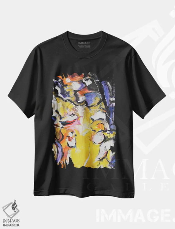 تیشرت مشکی طرح دار منظره انتزاعی بندر ۴ اثر سو بنگ لیم | immage.ir