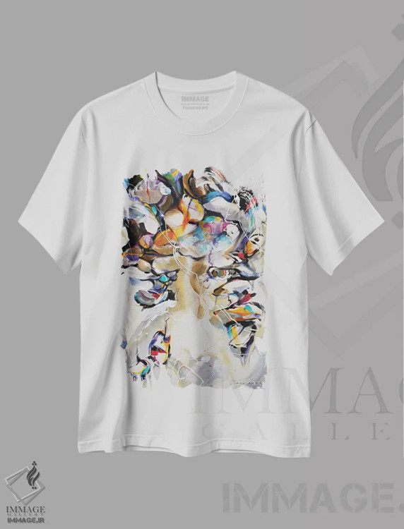 تیشرت سفید طرح دار منظره انتزاعی بندر ۵ اثر سو بنگ لیم | immage.ir