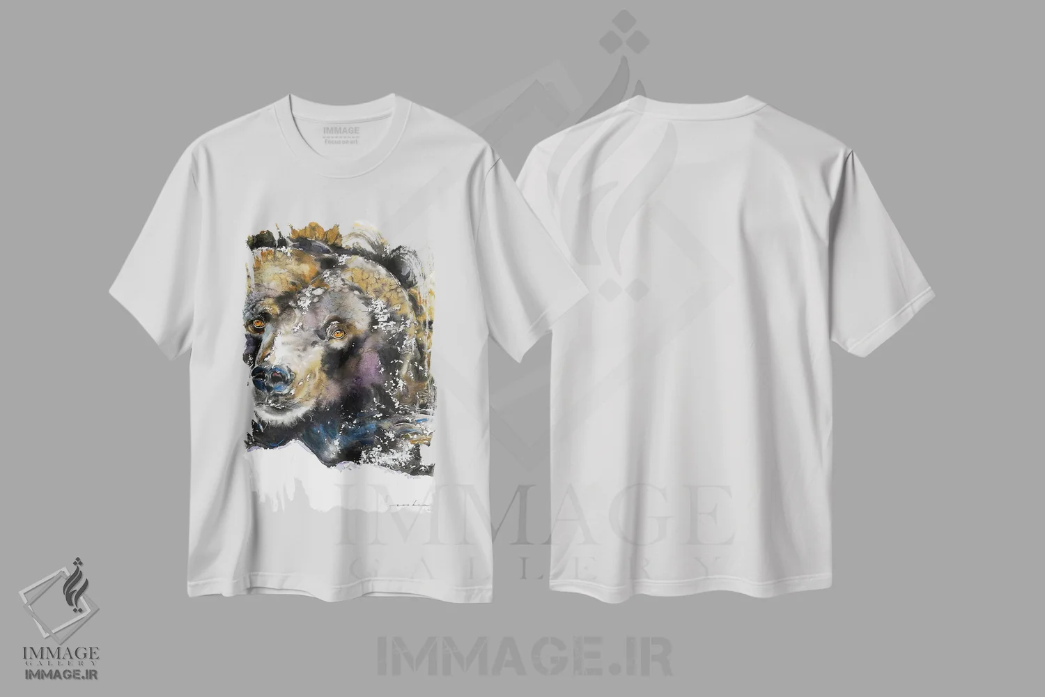 تیشرت سفید طرح دار خرس راحت و گرم، هنر فاخر معاصر اثر سو بنگ لیم | immage.ir