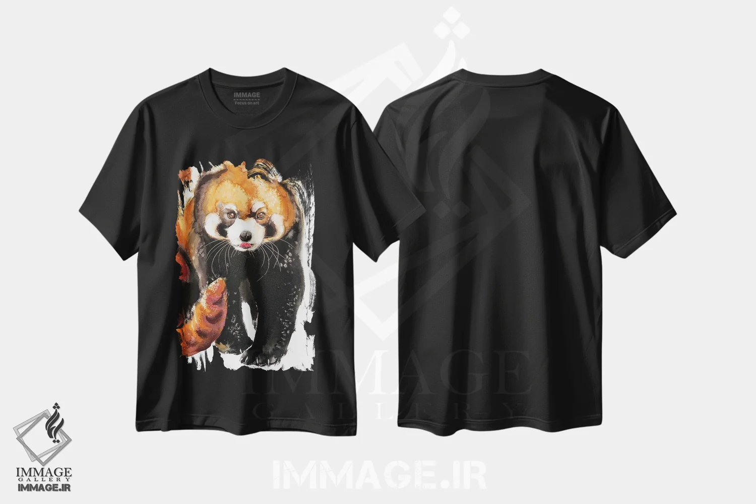 تیشرت مشکی طرح دار گام های شیطنت آمیز، هنر فاخر معاصر اثر سو بنگ لیم | فروشگاه ایماژ