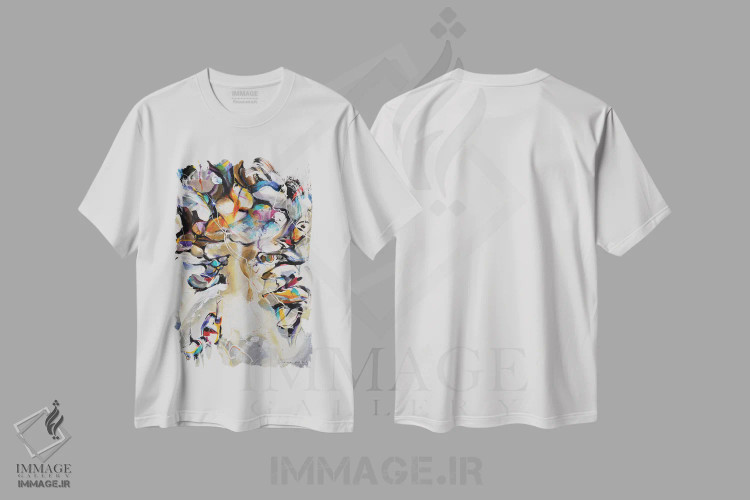 تیشرت سفید طرح دار منظره انتزاعی بندر ۵ اثر سو بنگ لیم | immage.ir