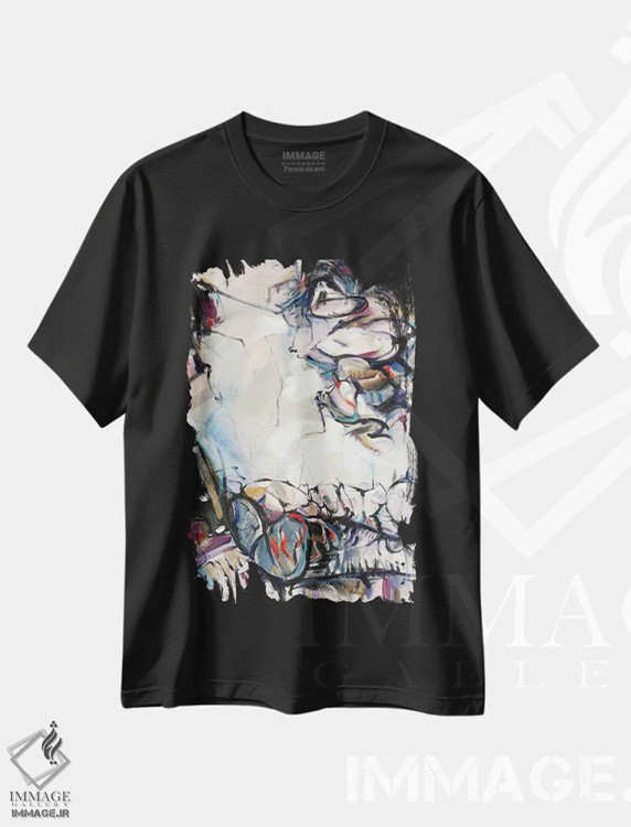 تیشرت مشکی طرح دار منظره انتزاعی بندر ۶ اثر سو بنگ لیم | immage.ir