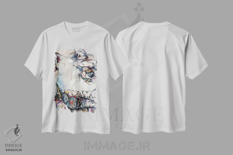 تیشرت سفید طرح دار منظره انتزاعی بندر ۶ اثر سو بنگ لیم | فروشگاه ایماژ