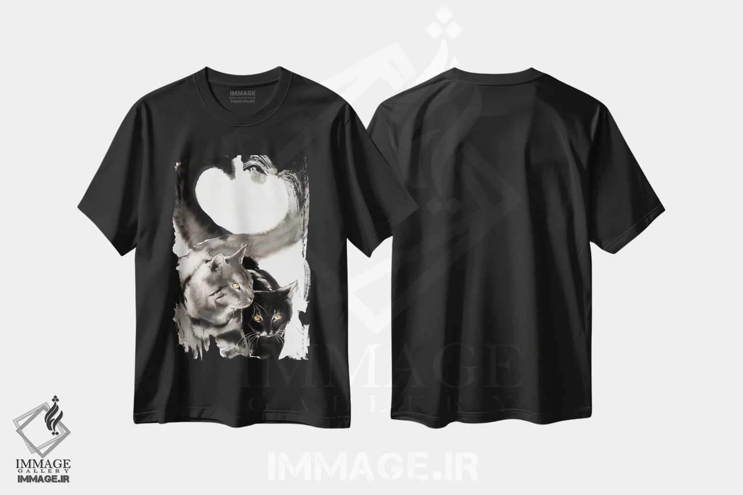 تیشرت مشکی طرح دار دم های قلبی شکل، مدیوم اثر سو بنگ لیم | فروشگاه ایماژ