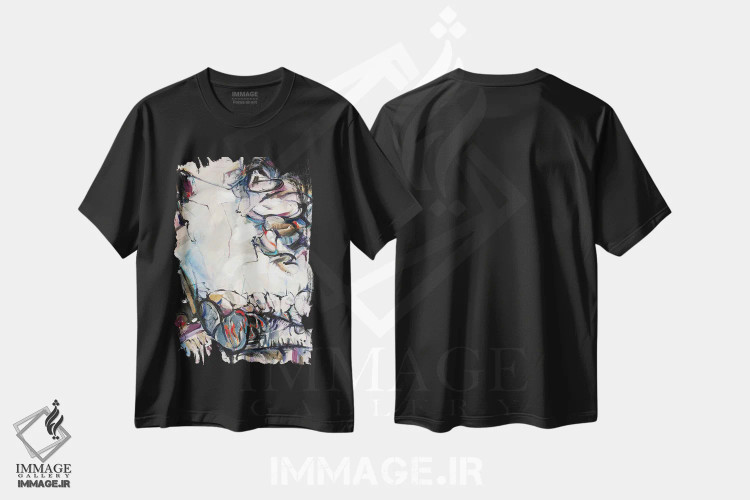 تیشرت مشکی طرح دار منظره انتزاعی بندر ۶ اثر سو بنگ لیم | immage.ir