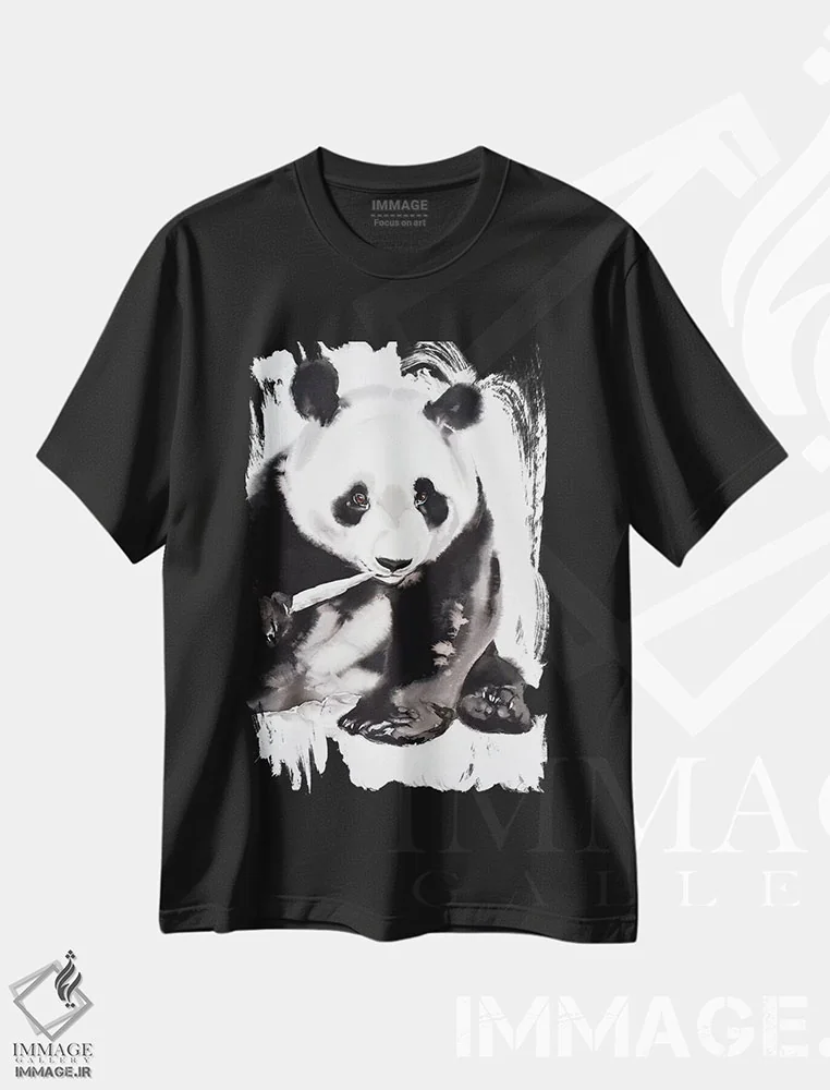 تیشرت مشکی طرح دار پاندای گرسنه ۲، مدیوم اثر سو بنگ لیم | فروشگاه ایماژ