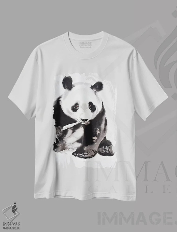 تیشرت سفید طرح دار پاندای گرسنه ۲، مدیوم اثر سو بنگ لیم | immage.ir