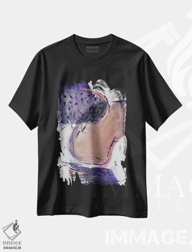 تیشرت مشکی طرح دار بازآفرینی اثر سو بنگ لیم | فروشگاه ایماژ