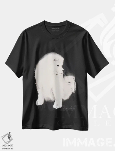 تیشرت مشکی طرح دار توله سگ ساموید، مدیوم اثر سو بنگ لیم | فروشگاه ایماژ