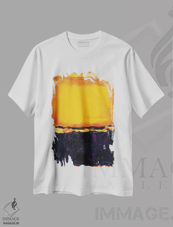 تیشرت سفید طرح دار غروب دوم، آبستره اثر سو بنگ لیم | فروشگاه ایماژ