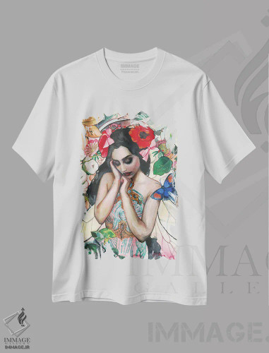 تیشرت سفید طرح دار ایلریانا، تزئینی اثر لیوبا برکنر | فروشگاه ایماژ