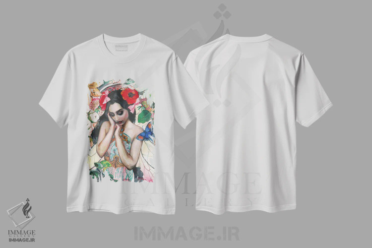 تیشرت سفید طرح دار ایلریانا، تزئینی اثر لیوبا برکنر | فروشگاه ایماژ