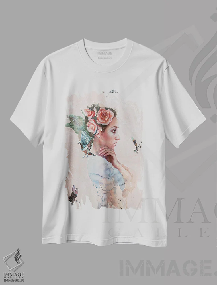 تیشرت سفید طرح دار زندگی بدون تو ممکن نیست، تزئینی اثر لیوبا برکنر | فروشگاه ایماژ