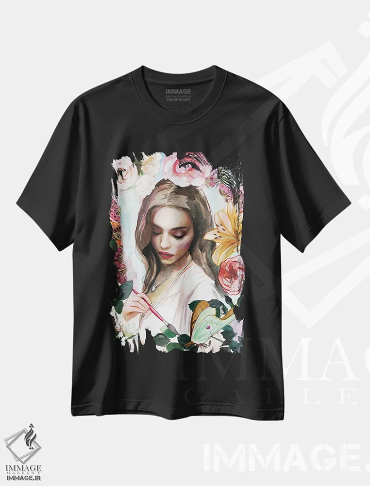 تیشرت مشکی طرح دار دنیایت را رنگ کن، تزئینی اثر لیوبا برکنر | فروشگاه ایماژ