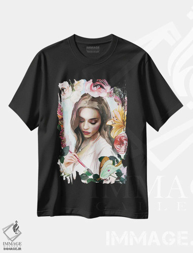 تیشرت مشکی طرح دار دنیایت را رنگ کن، تزئینی اثر لیوبا برکنر | فروشگاه ایماژ