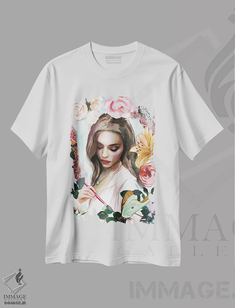 تیشرت سفید طرح دار دنیایت را رنگ کن، تزئینی اثر لیوبا برکنر | immage.ir