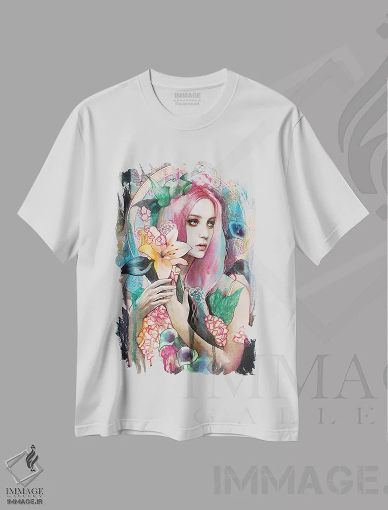 تیشرت سفید طرح دار تابستان عشق، تزئینی اثر لیوبا برکنر | immage.ir