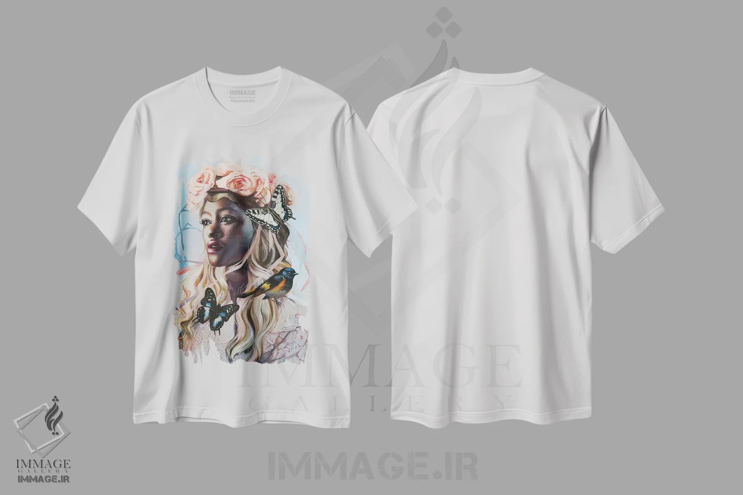 تیشرت سفید طرح دار زنگ بادی، تزئینی اثر لیوبا برکنر | فروشگاه ایماژ