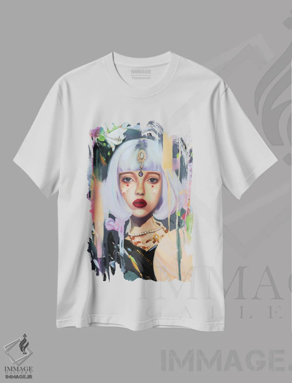 تیشرت سفید طرح دار فالگیر، مدیوم اثر لیوبا برکنر | فروشگاه ایماژ