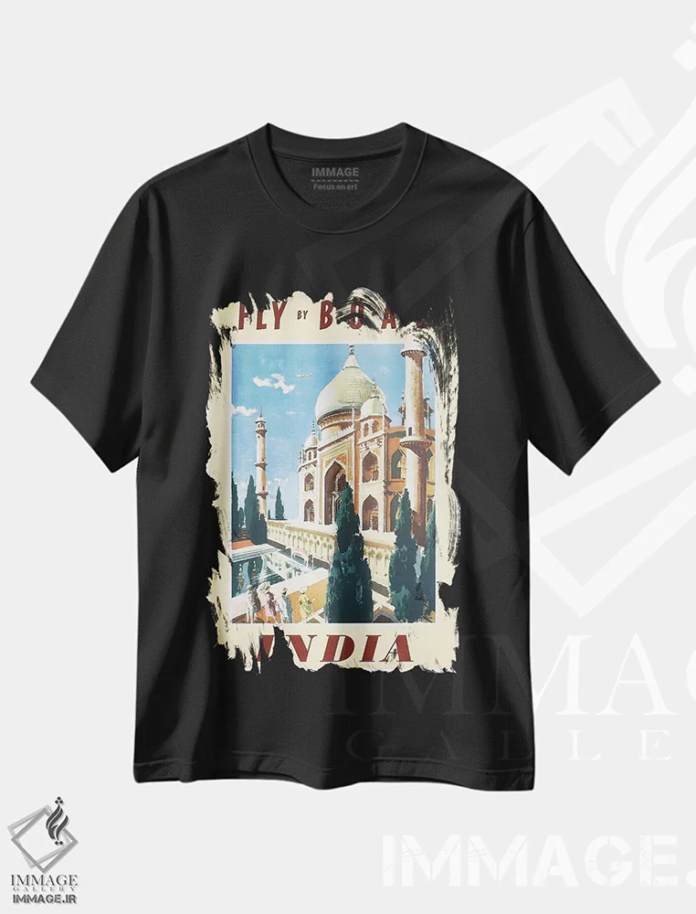 تیشرت مشکی طرح دار هند، دکور آسیایی اثر هنرمند ناشناس | فروشگاه ایماژ