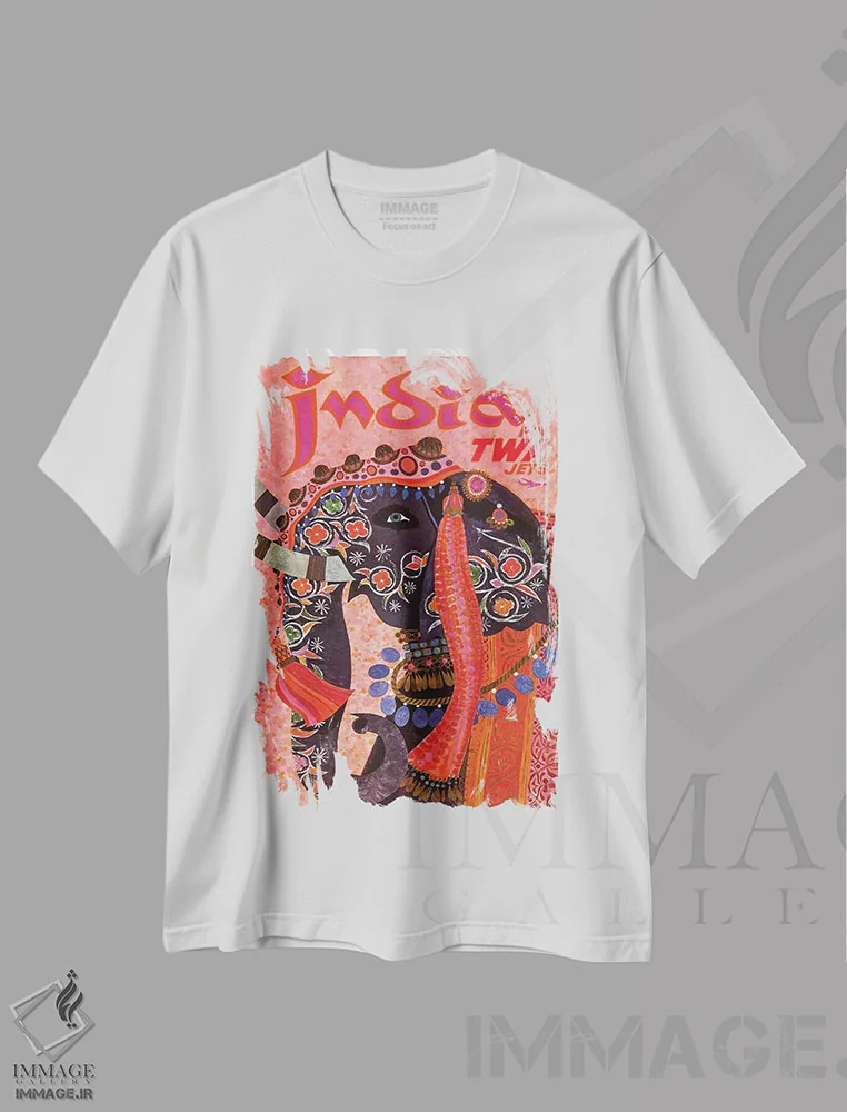 تیشرت سفید طرح دار هند، دکور آسیایی اثر هنرمند ناشناس | فروشگاه ایماژ