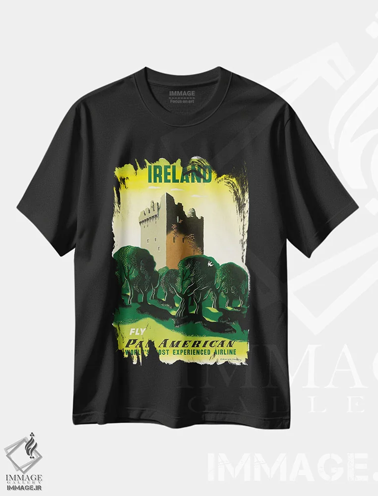 تیشرت مشکی طرح دار ایرلند، تزئینی اثر هنرمند ناشناس | فروشگاه ایماژ