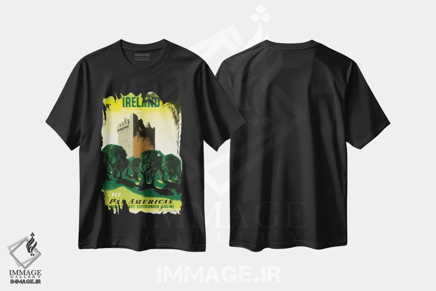 تیشرت مشکی طرح دار ایرلند، تزئینی اثر هنرمند ناشناس | فروشگاه ایماژ