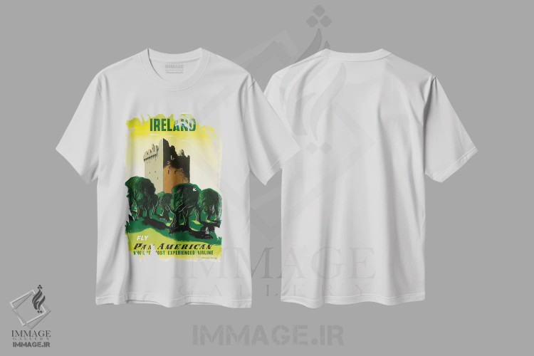 تیشرت سفید طرح دار ایرلند، تزئینی اثر هنرمند ناشناس | immage.ir