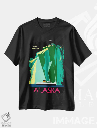 تیشرت مشکی طرح دار آلاسکا، تایپوگرافی اثر هنرمند ناشناس | فروشگاه ایماژ