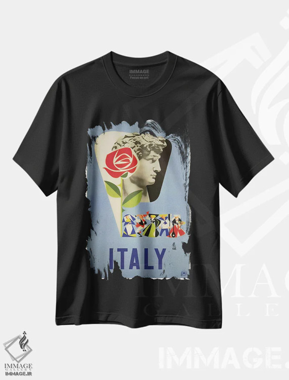 تیشرت مشکی طرح دار ایتالیا یک، تایپوگرافی اثر هنرمند ناشناس | فروشگاه ایماژ