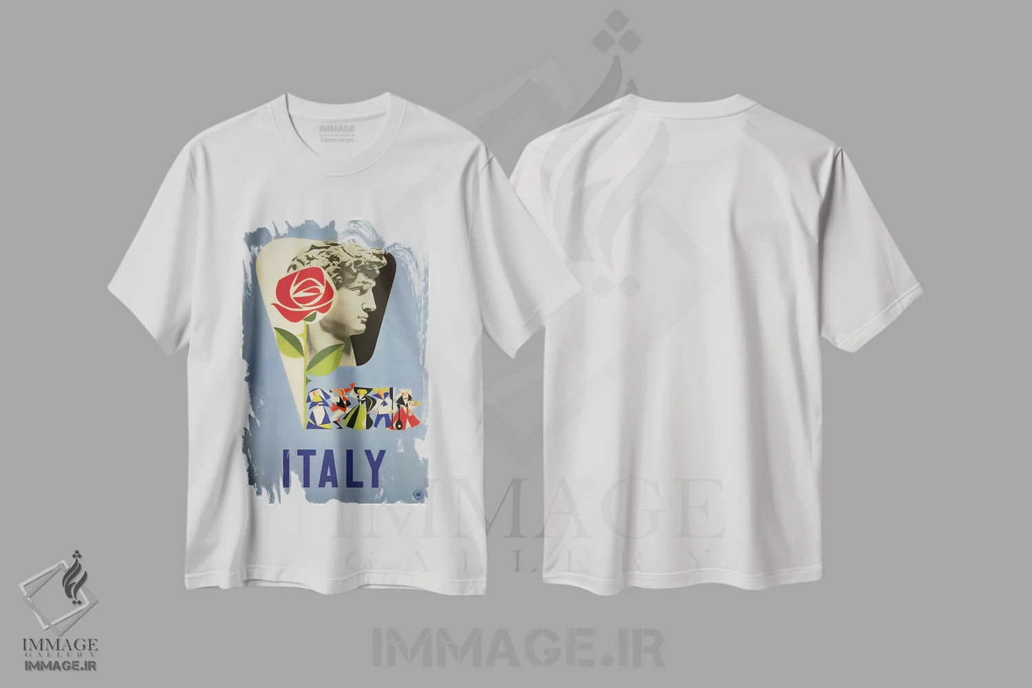 تیشرت سفید طرح دار ایتالیا یک، تایپوگرافی اثر هنرمند ناشناس | immage.ir